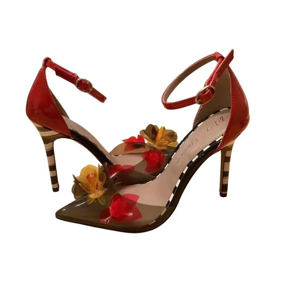 BETSEY JOHNSON “SAVVIE” STATEMENT MAKING FLORAL ACCENT PUUMPS NWOB 7 - Picture 4 of 10